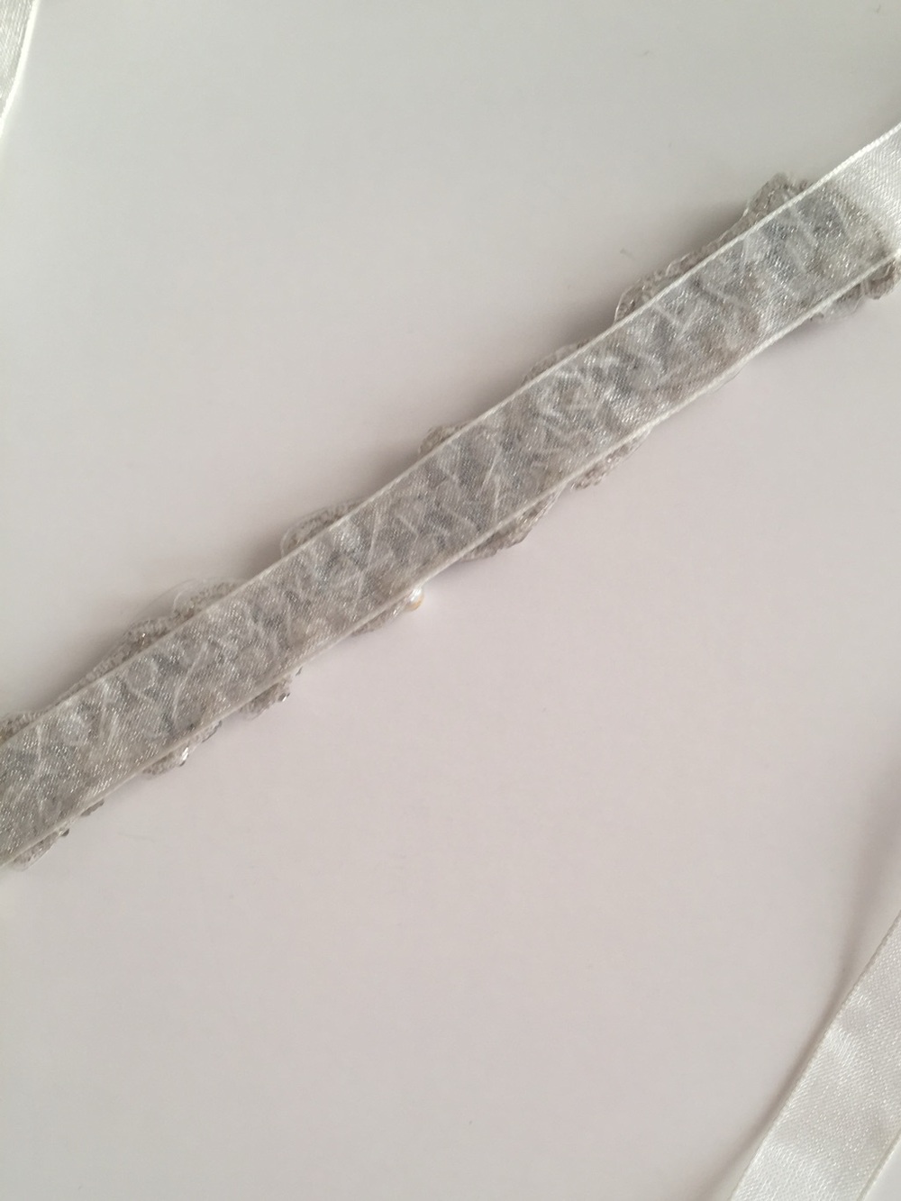 NWOT David's Bridal Pearl Crystal Cluster Sash Ribbon Waist Belt Hoco Bling - Picture 12 of 13